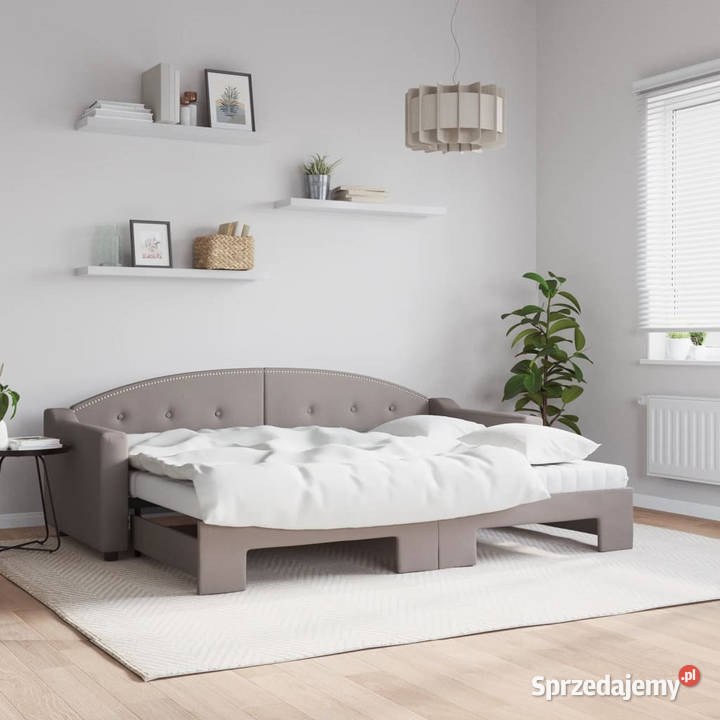 Sofa rozsuwana z materacami kolor taupe tkanina mazowieckie Warszawa