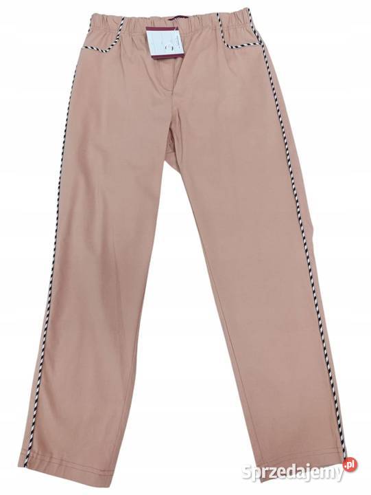 Spodnie damskie 34 bengalina z lampasem 46 pomarańczowy Wieluń