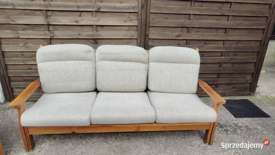 Komplet kanapa fotel drewno sosnowe lata 80 Meble mazowieckie Warszawa
