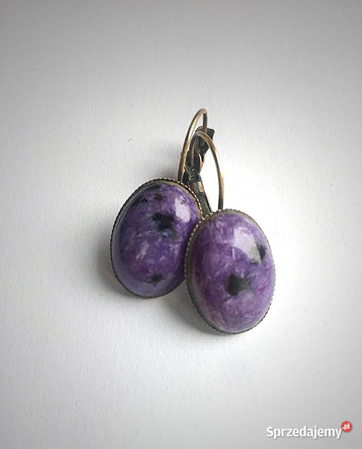 Czaroit naturalny Kolczyki Kolekcja vintage Gdańsk