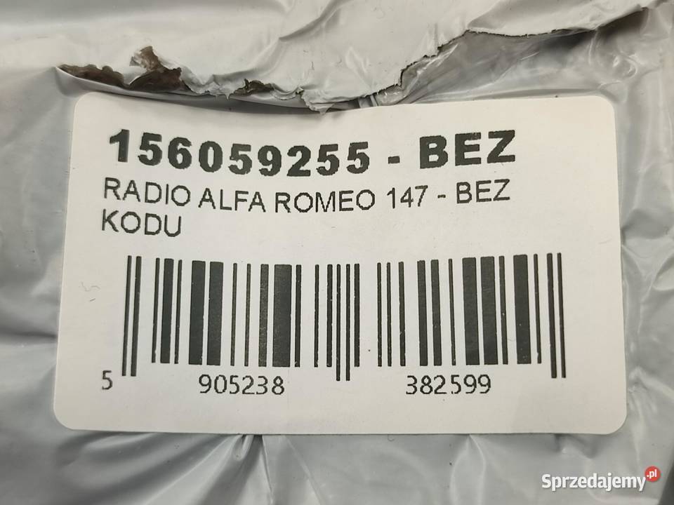 RADIO NA KASETY ALFA ROMEO 147 20002010 BEZ KODU Motoryzacja