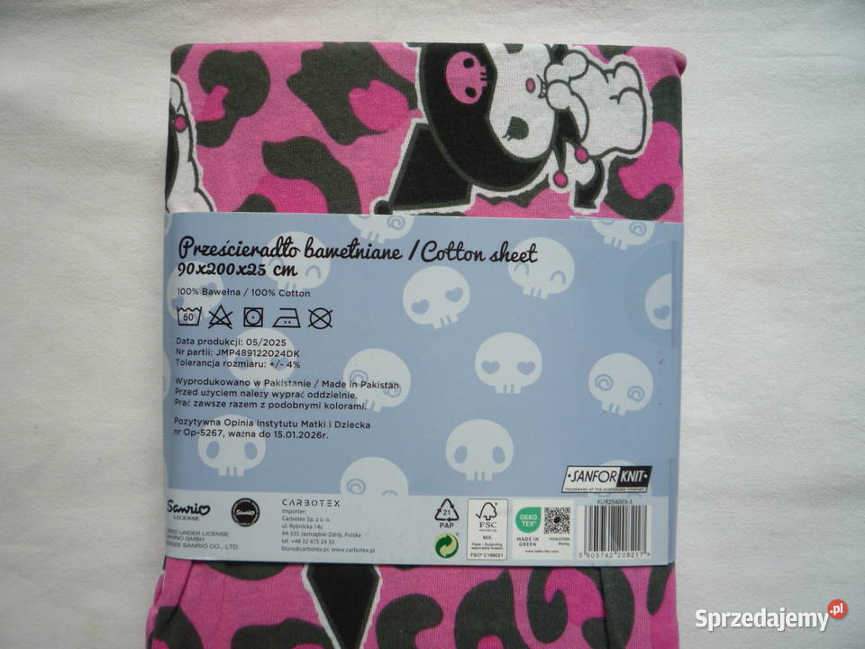 Kuromi Różowe Prześcieradło bawełniane jersey z Szczecin