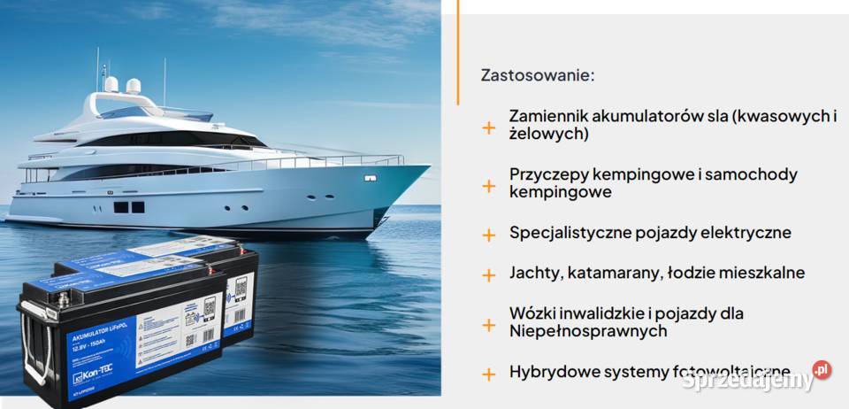 Akumulator LiFePO4 12V 128V 150Ah KONTEC jacht Pisz