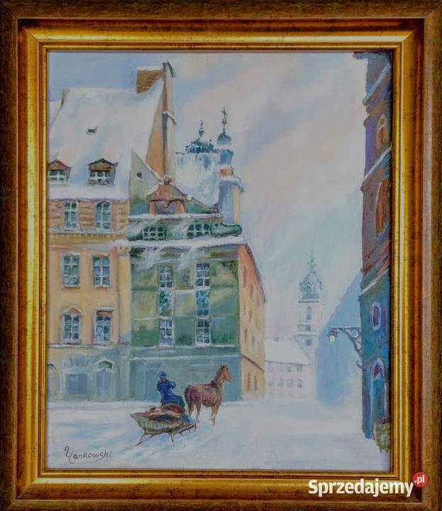 Pejzaż Starówka Warszawska obraz olejny 47x56 Malarstwo