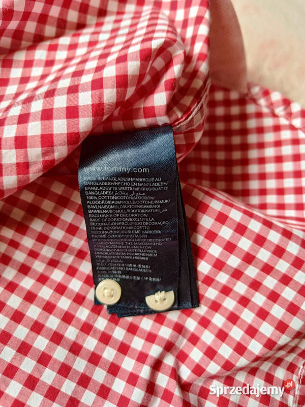 Koszula Tommy Hilfiger czerwona w białą kratkę r podkarpackie