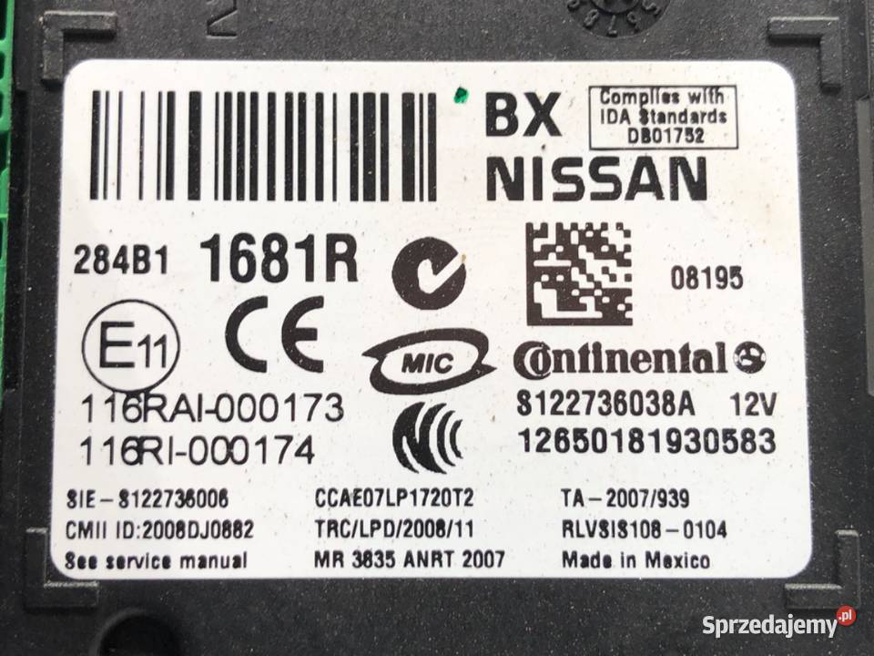 MODUŁ KOMFORTU RENAULT KOLEOS I 284B11681R Kombi