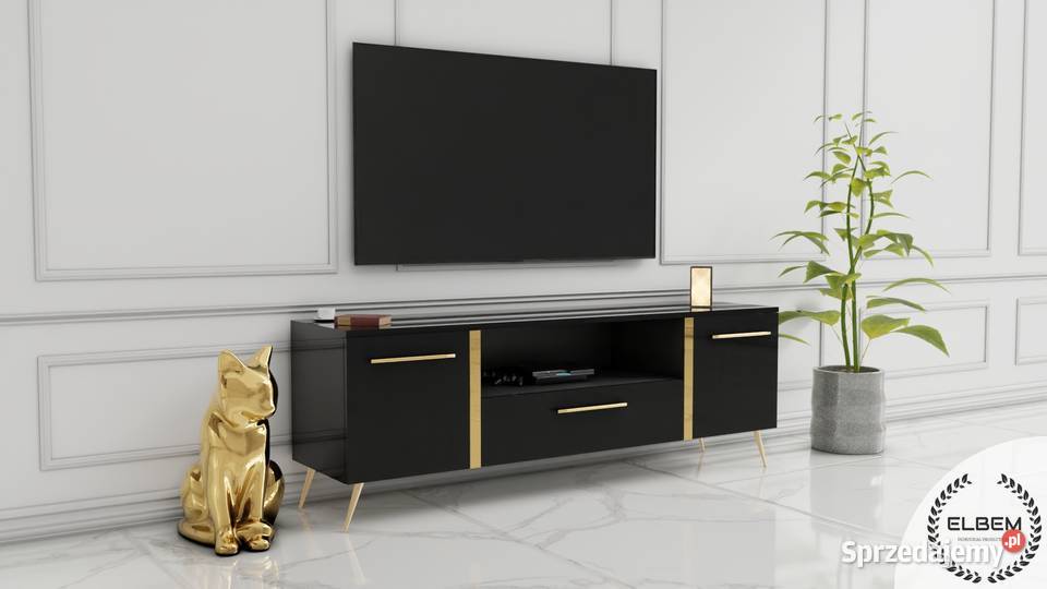 Lakierowana czarna szafka RTV Glamour RTV łódzkie Łódź sprzedam