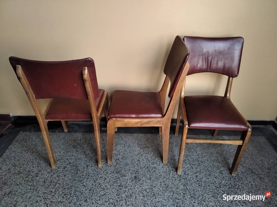 OKAZJA Krzesła Drewniane Skórzane 3