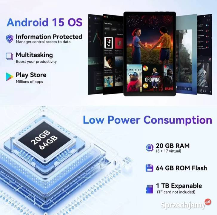 Tablet 10 Android 15 IPS 20GB małopolskie Chrzanów