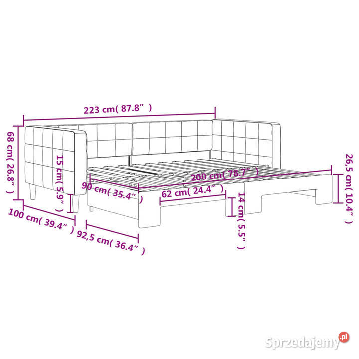 Sofa rozsuwana czarna aksamit 90x200 WM3196695 Łóżka Warszawa sprzedam