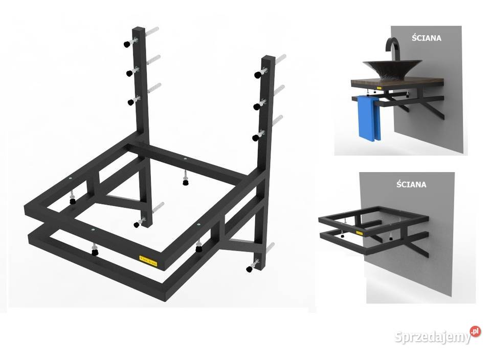 Konsola pod umywalkę Stelaż podtynkowy reling Jeżowe