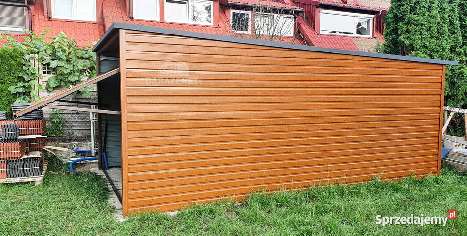 GARAŻ BLASZANY 3M X 5M SPAD TYŁ BRAMA UCHYLNA Gdynia
