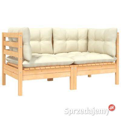 vidaXL 2-osobowa sofa ogrodowa z kremowymi poduszkami, drewn