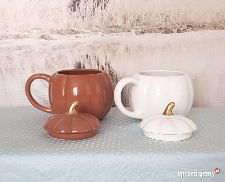 Dwa kubki Pumpkie z pokrywką Ruda Śląska