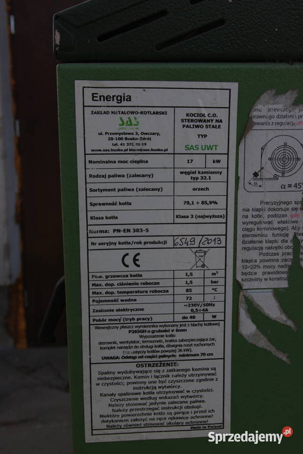 Piec CO 17 kw SAS Chełm Lublin Cyców
