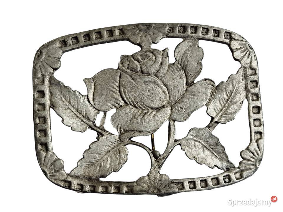 VINTAGE BROSZKA RÓŻA CYNA JUBILERSKA PEWTER STYL Broszki śląskie Częstochowa