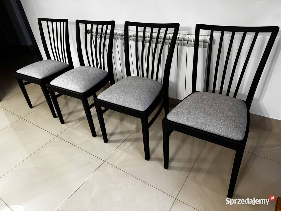 Krzesła 4 art deco stylowe renowacji czarne Sulbiny
