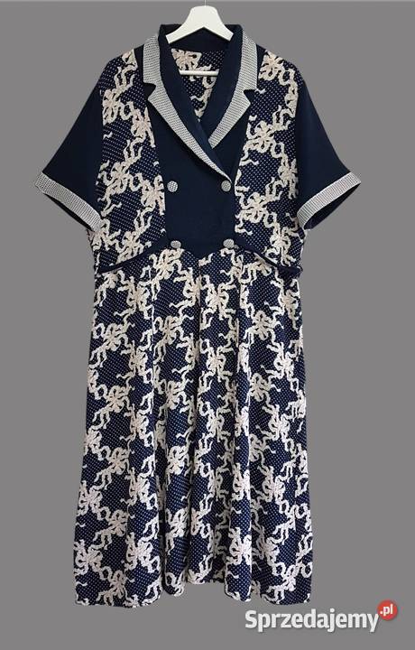 Damska prosta sukienka granatowa z krótkim Chrzanów sprzedam