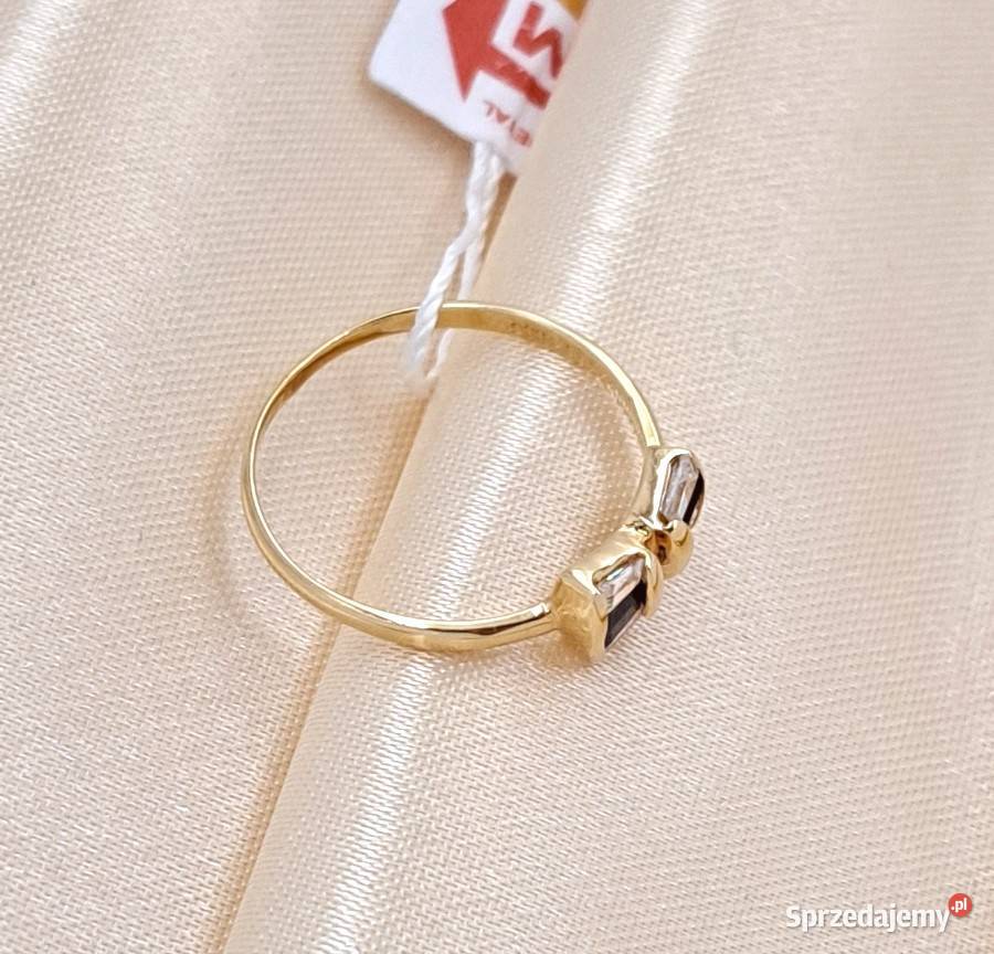 Pierścionek r14 Złoty pr585 Kokardka z Szafirami Poznań