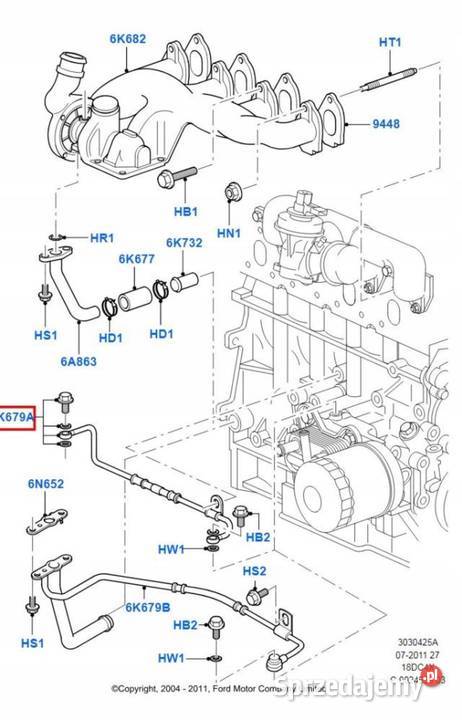 PRZEWÓD OLEJU TURBINY FORD FOCUS 9805 Części samochodowe lubelskie