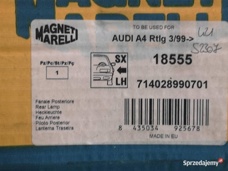 LAMPA LEWY TYŁ AUDI A4 B5 19942001 MAGNETI 18555 lubelskie