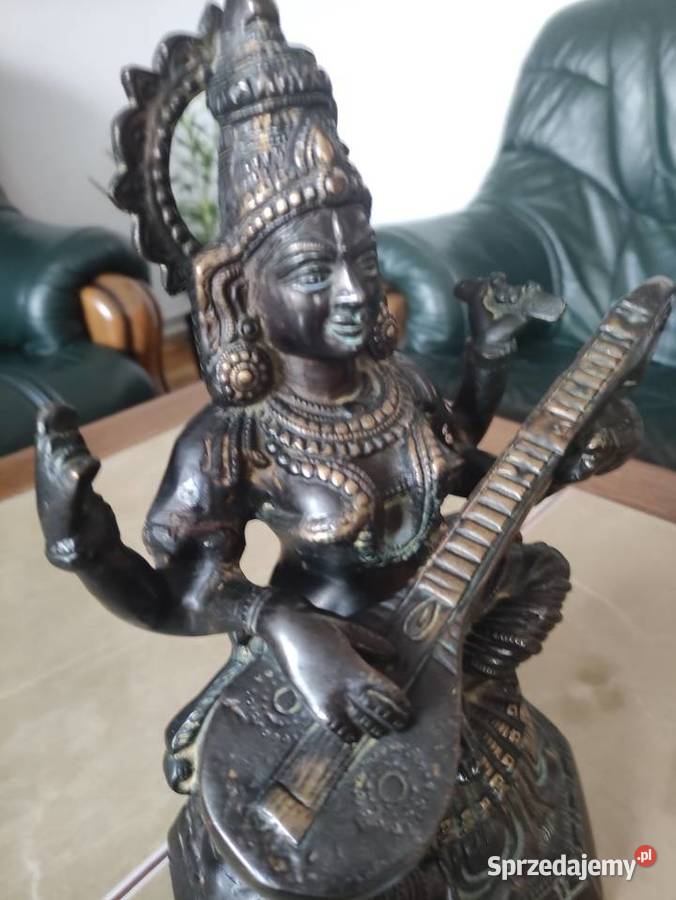 Antyczna rzeźba z brązu Bogini Saraswati duża 5 Janów Lubelski sprzedam