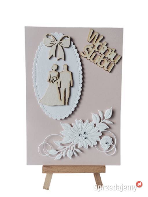 Kartki Pamiątka Ślub Para Młoda W Ramce B6 Beż Poznań sprzedam