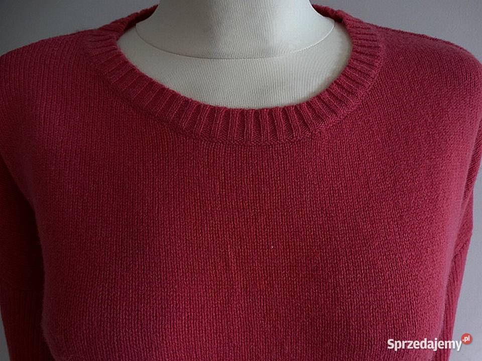 Sweter Wełniany Wełna Jagnięca Malinowy Kolor podlaskie Łomża