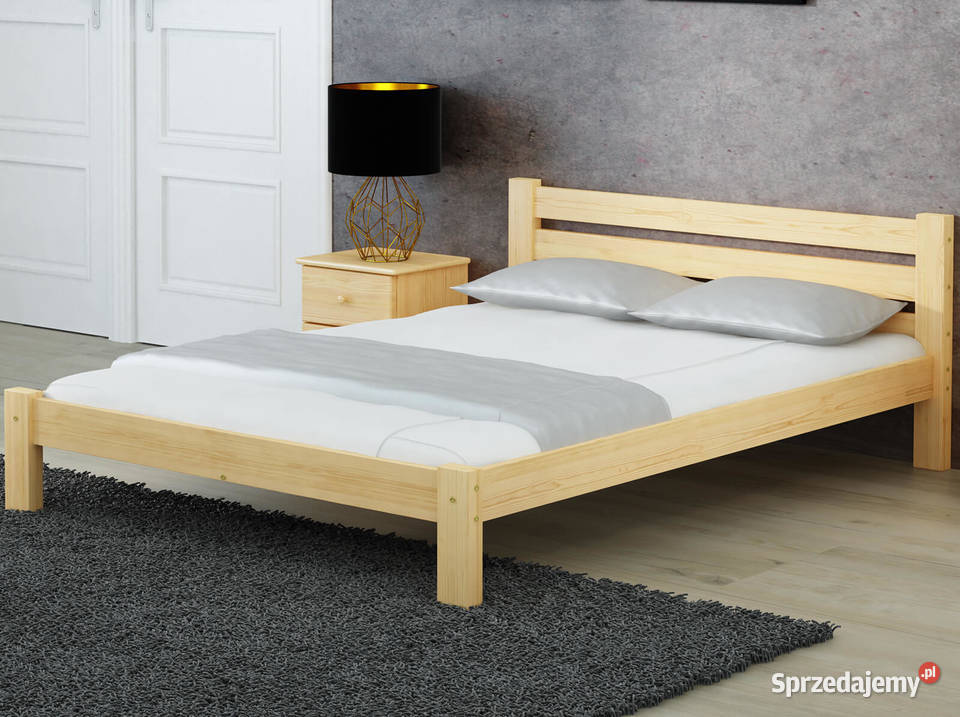 Sosnowe łóżko Azja 160x200 drewniane, ze stelażem