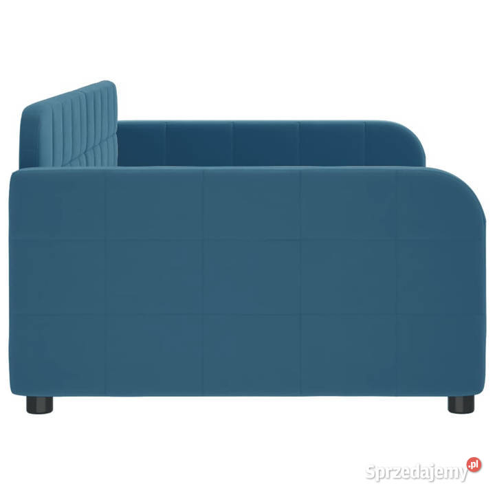 Sofa z funkcją spania niebieska obita aksamitem 100cm Warszawa