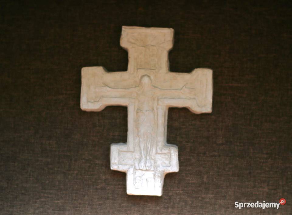Krzyż prawosławny gipsowa płaskorzeźba Jezus na Gdańsk