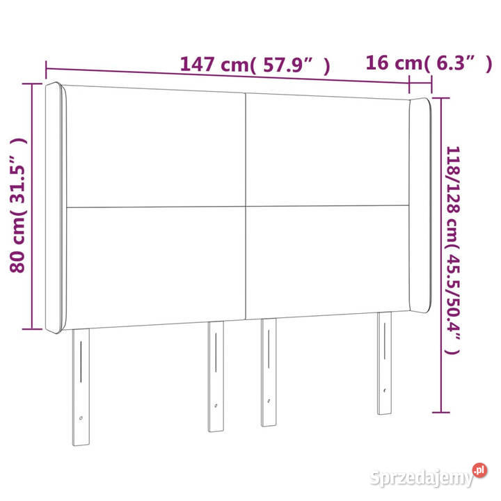 Zagłówek do łóżka z LED różowy 147x16x118128