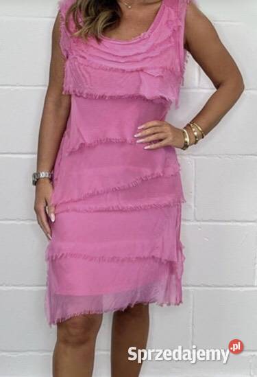 Sukienka mini jedwab naturalny falbany 5 kolory Spódnice i sukienki Białystok sprzedam