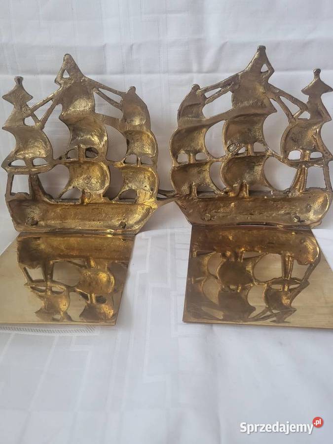 Antyk Podpórki do książek OKRĘT VICTORY mosiądz łódzkie Łódź