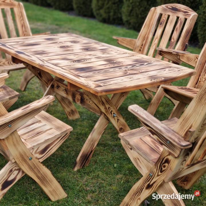 Meble ogrodowe z drewna opalanego meble składane Kalety sprzedam