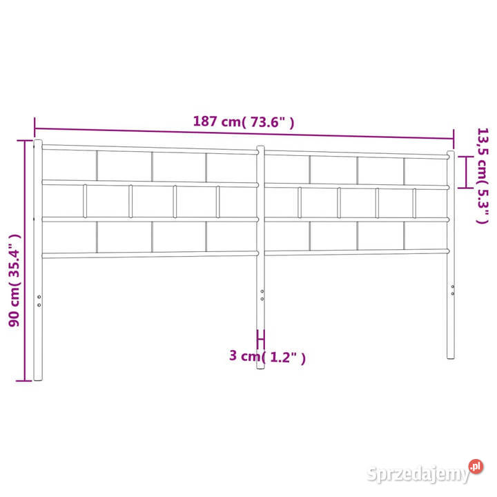 Metalowe wezgłowie czarne 180 WM355695 Warszawa