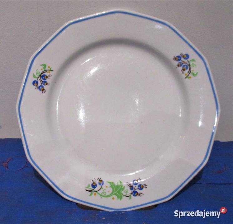 Duży Talerz Geometryczny Porcelana LUBIANA PRL Nieporęt