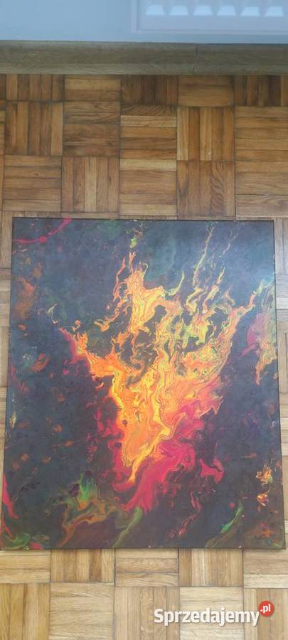 Obraz Płonące Serce ręcznie malowany pouring Ciechanów