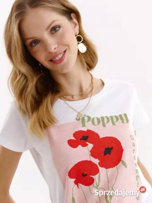 biały tshirt z nadrukiem Top Secret Olkusz
