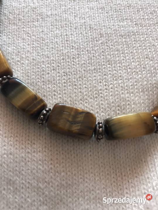 naszyjnik z tygrysich oczek i srebra Łomża