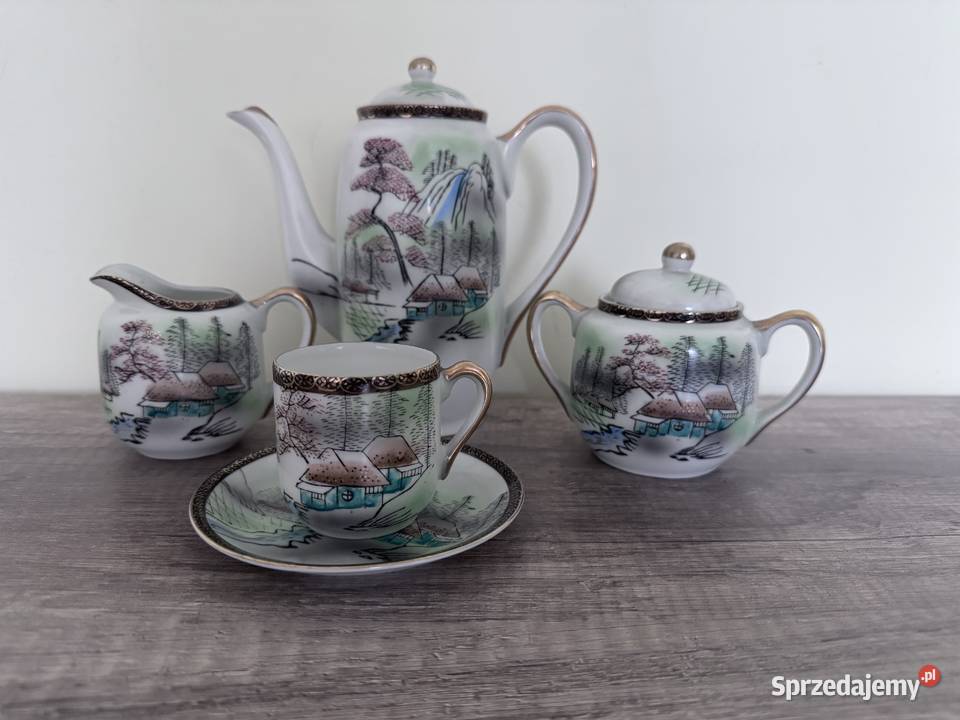 Japoński Serwis KUTANI z litografią gejszy Warszawa sprzedam