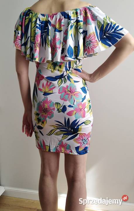 Letnia kolorowa krótka sukienka z fantazyjnym mazowieckie Warszawa