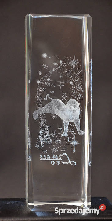 Kryształ 3D grawer wewnętrzny Zodiak LEW gift na