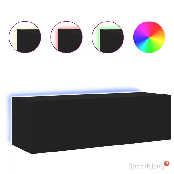 Ścienna szafka TV z LED czarna 100x35x31 mazowieckie Warszawa