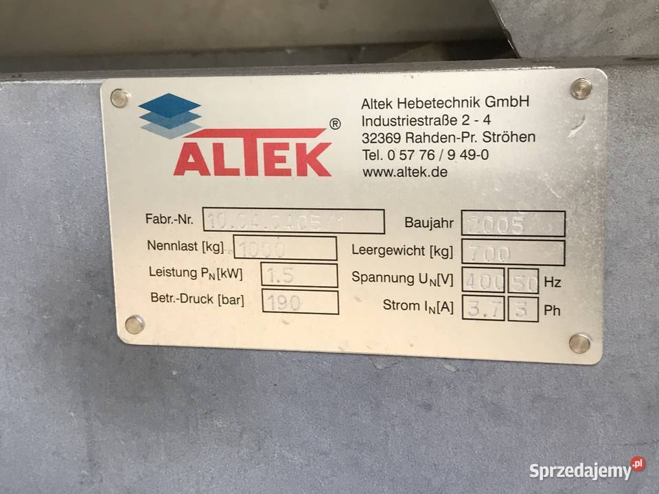 Stół ze stali nierdzewnej do podnoszenia palet Jelenia Góra