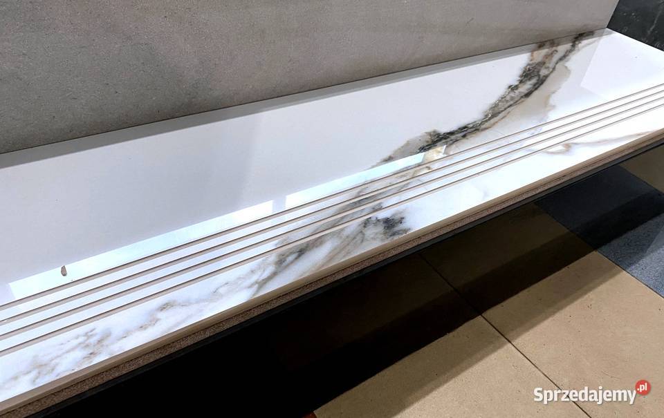 BIAŁY MARMUR Calacatta Gold Stopnica 120x30 Podłogi i schody Łask