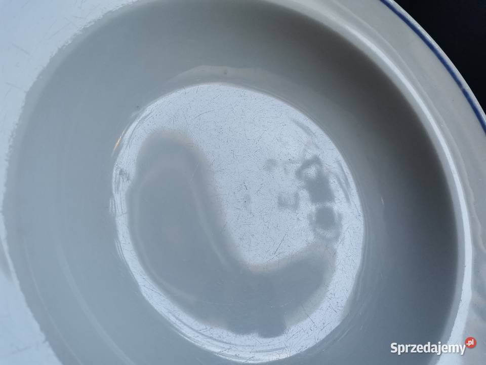 Stary głęboki talerz porcelana kantynowa III Porcelana i szkło śląskie