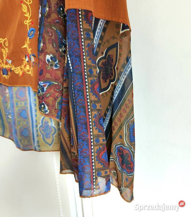 Bluzka L 40 hippie boho folk haft rękawy dzwony Szczecin