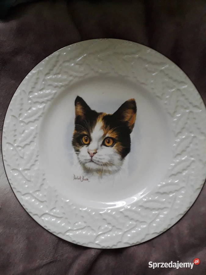 2 talerze z kotami Coalport Chełm