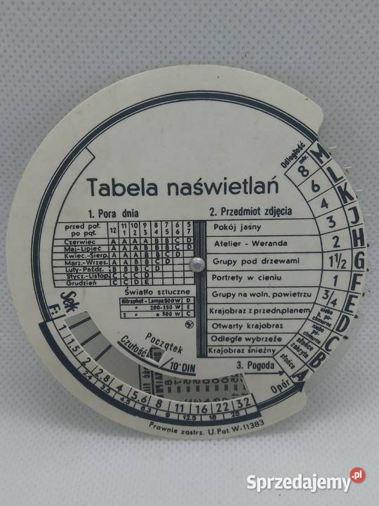 Tabela naświetlań do zdjęć dawne aparaty Warszawa